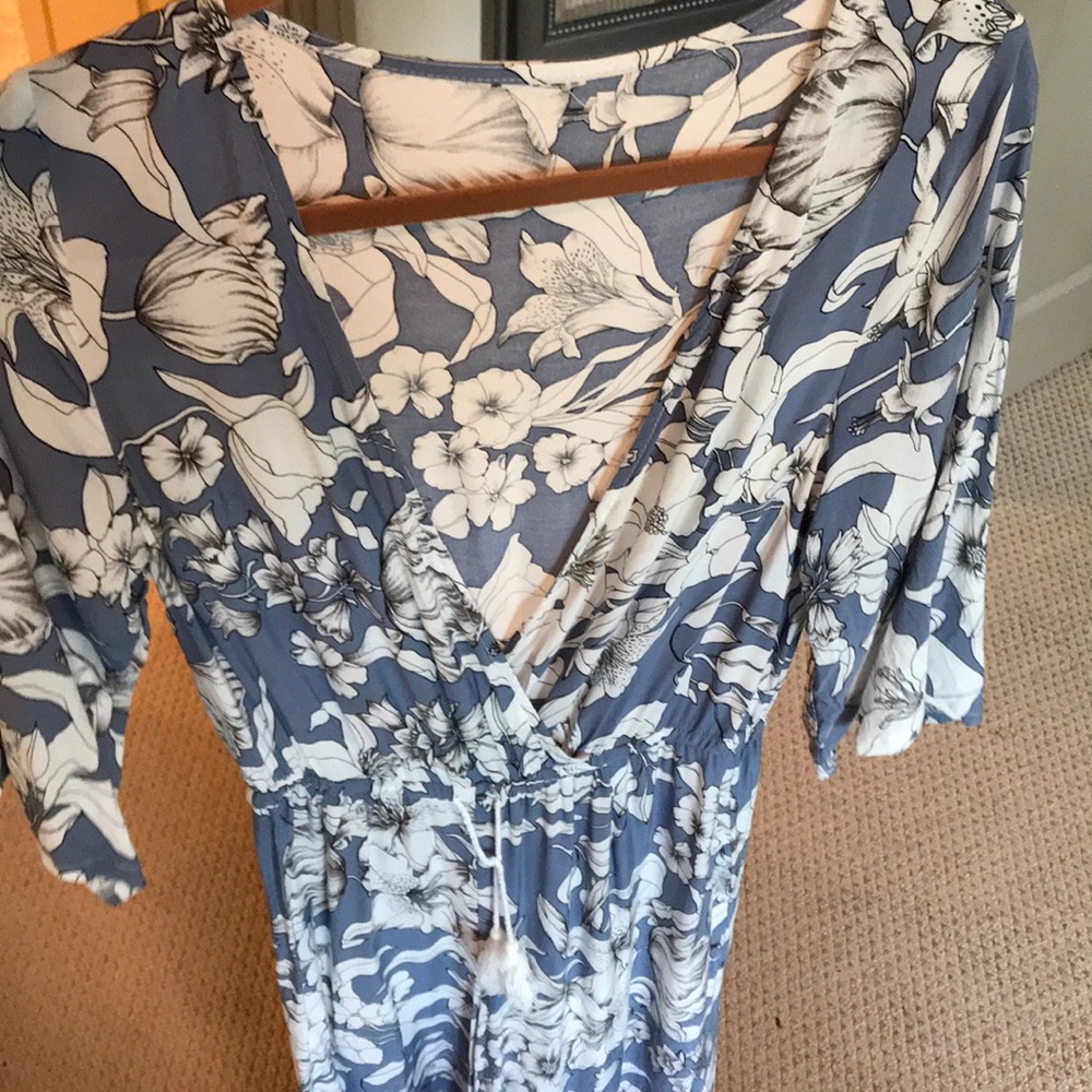 Blue Flowered Patterned Summer/Spring Jumpsuit